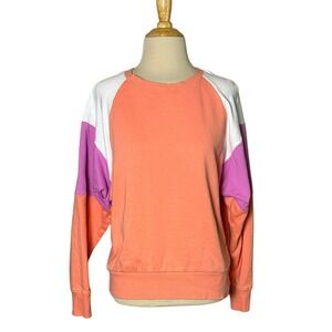 EVEREVE Women XS Grayson Colorblock Pullover Crew Neck Cotton Sweatshirt Cozy